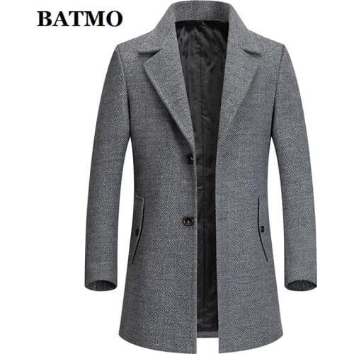 BATMO 2020 new arrival autumn&winter high quality wool trench coat men,mens wool jackets ,plus-size M-4XL MN2019