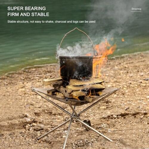 Portable Outdoor Camping Fire Rack Grill Stainless Steel Ultra-Light Folding Detachable Barbecue Grill Bonfire Stove Wood Stove