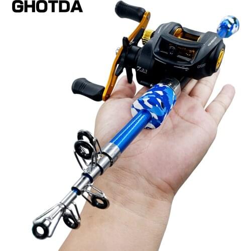 GHOTDA Fishing Rod And Reel Combo Set Spin/Cast Mini Lure Rod 7.2:1 High Speed Left/Right Baitcasting Reel