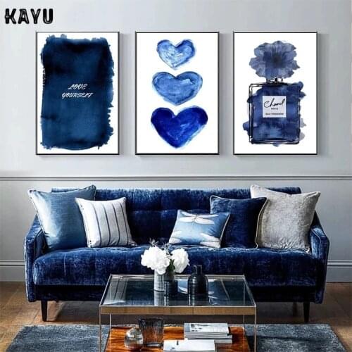 Blue Flower Perfume Posters Fashion Love Canvas Painting Wall Art Prints And Posters Nordic Pictures For Living Room Decoration