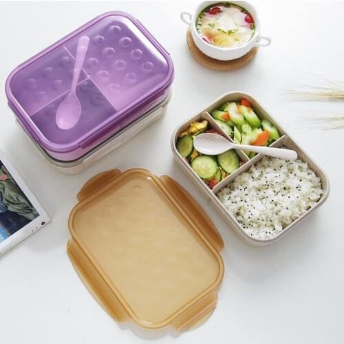 TUUTH Microwave Lunch Box 1200ml Portable Bento Box Wheat Straw Dinnerware Food Storage Container Children Kids School Office