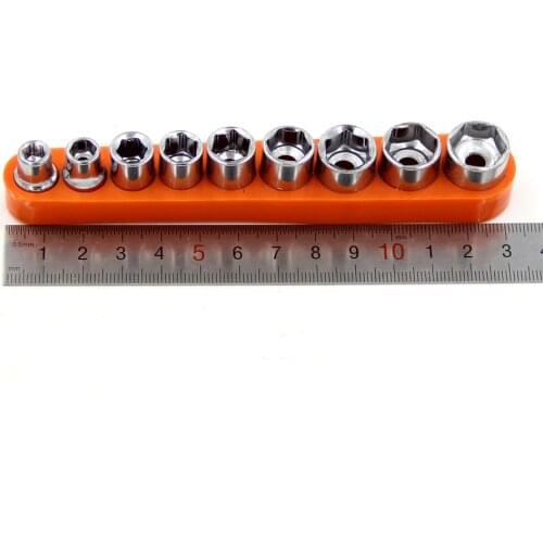 9PCS Universal Inner Hexagon Spanner Allen Head Drive Sockets Adapter Conversion 1/4 Inch 5-13mm Metric Sleeve Wrench Socket