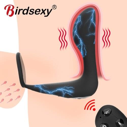 Electric Shock Vibrating Prostate Massager Men Anal Plug Remote Control Anal Vibrator For Men Dildo Plug Silicone Adult Sex Toys