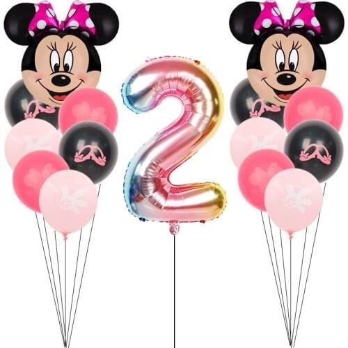 1set Mickey Mouse Birthday Party Decorations Kids Foil Balloons Baby Shower Minnie Party Supplies Latex Balls 32inch Digit Toys