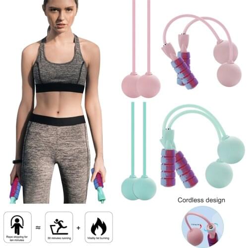 Women Cordless Skipping Rope Weight-Bearing Ball Professional Rope Jumping Indoor Sports Fitness Weight Loss Sports Fat Burning