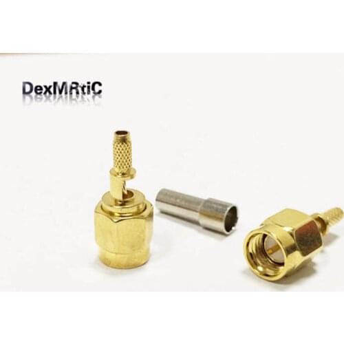 1PC New SMA male plug RF Coax Connector Crimp for RG316,RG174,LMR100 Cable Straight Goldplated Open window