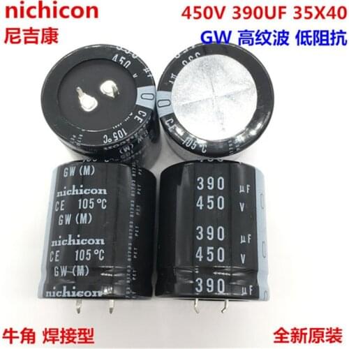 2PCS/10PCS 390uf 450v Nichicon GW 35x40mm 450V390uF Snap-in PSU Capacitor