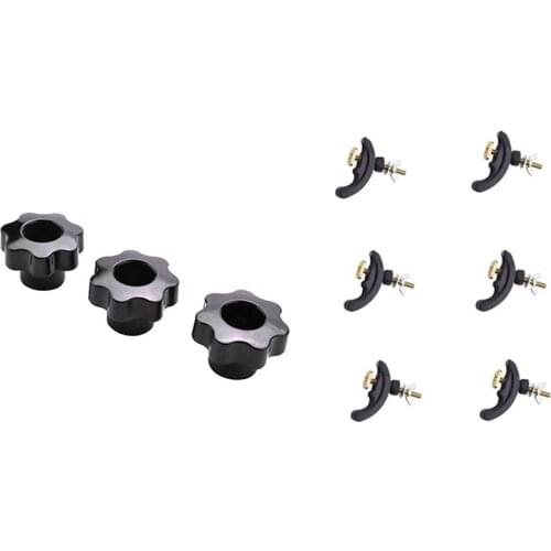 3Pcs M6 Hand Adjusting Nut /Bakelite Star Type Plastic Head Handle Nuts & 6 Pcs 85mm Bow Plate Kits, Platen Fixture