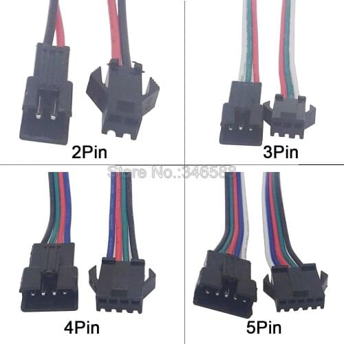 5pcs/lot JST SM Easy Snap-in Connector 2pin / 3pin / 4pin / 5pin Male and Female Set 1 pair per set