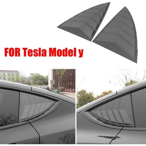 ABS Plastic Rear Quarter Glass Louvers Vent Window Cover Trim for Tesla Model Y Exterior Accessories Carbon Fiber Look Accessori