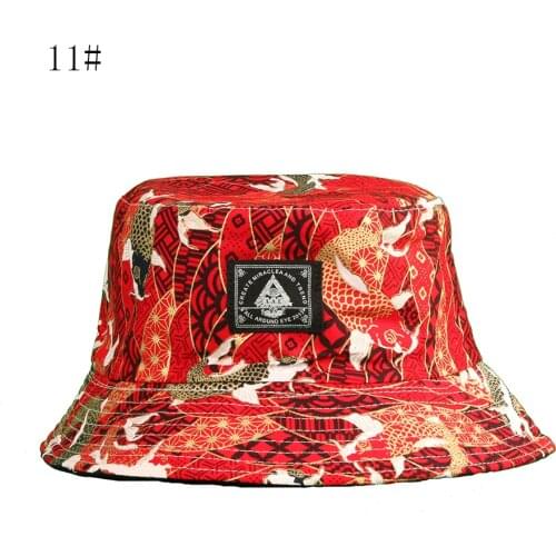 Best-selling panda double-faced fisherman Hat female sailboat Beer fish design double-faced combat hat male print sun hat