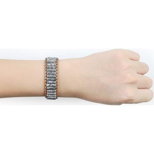 Map Chakra Natural Stone Handmade Bracelet Jewelry Tube Beads Leather Wrap Bracelet Creative Gifts Couples Bracelets