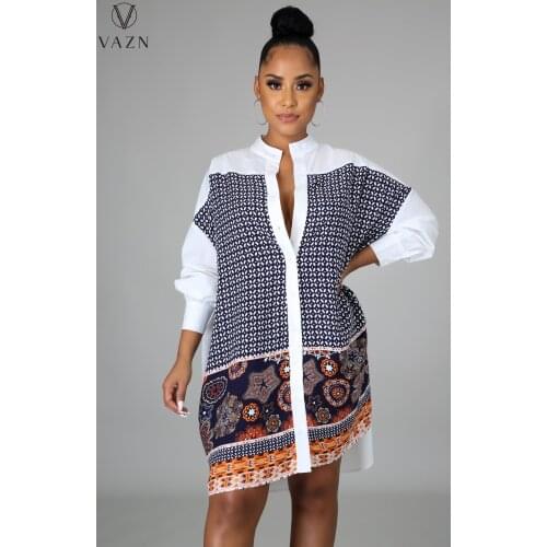 VAZN 2021 INS Wind V-neck Holiday Full Sleeve Elegant Mini Dresses Sexy Club Birthday Women Elegant Fashion Dress