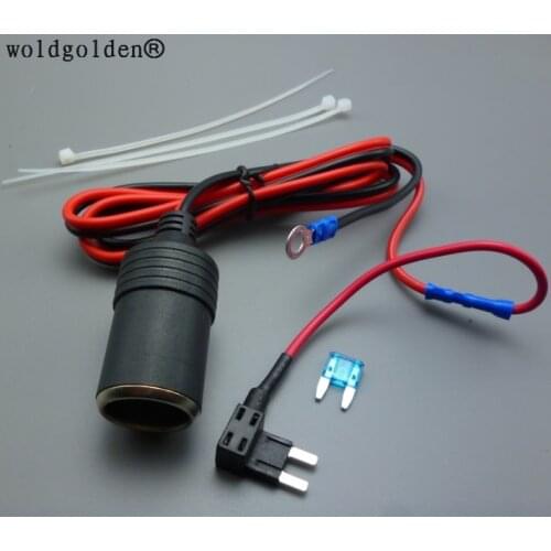 Worldgolden 1.5MM Cigarette Lighter Female Socket with 1M Cable + Car Fuse Box Holder for Micro Mini Standard Auto Fuse