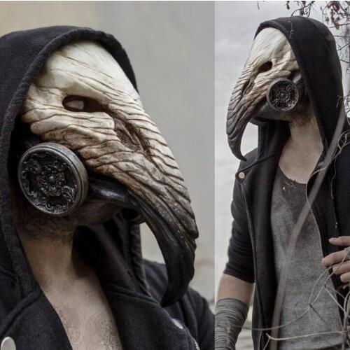 Halloween Steampunk Plague Doctor Mask Long Nose Bird Beak Latex Cosplay Mask Carnival Masquerade Halloween Party Costume Props