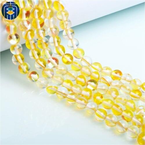 JuleeCrystal 8mm Flash Shimmer Beads Round Synthetic Multicolor Flash Stone Crystal Loose Strand Beads