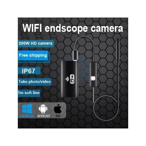 MOUNTAINONE 2MP 1M WIFI IP67 Mini Android USB Endoscope Inspection Camera 6 LED 8mm Lens Mini Borescope Snake Tube Camera