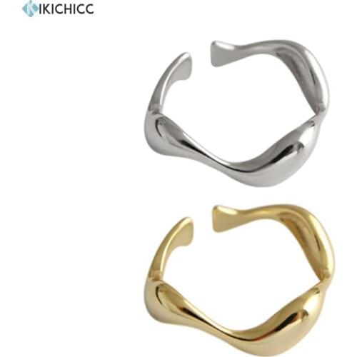 Kikichicc 100% 925 Sterling Silver Irregular Geometric Resizable Rings Circle Rock Punk Round 2020 New Gold Luxury Jewelry