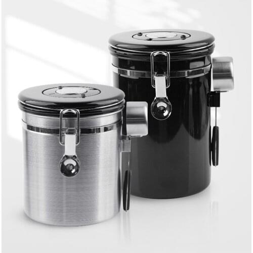 Coffee Canister, Airtight Stainless Steel Kitchen Food Storage Container with Date Tracker and Scoop for Beans Tea,Cereal, Sugar