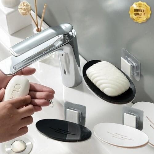 Creative Soap Box Wall-mounted Suction Cup Soap Box Free Punch Drain Rack Simple Soap Dish For Bathroom Toilet Portable Soap Box