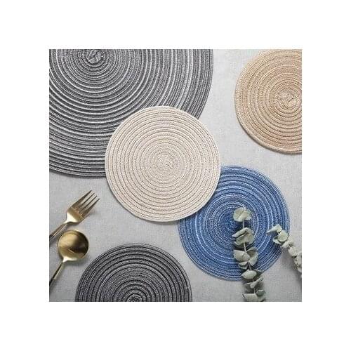 Round Design Table Ramie Insulation Pad Solid Placemats Linen Non Slip Table Mat Kitchen Accessories Decoration Home Pad Coaster