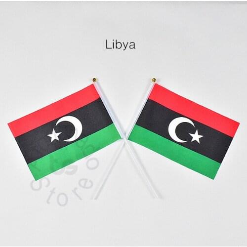 Libya 14*21cm flag Banner 10pieces meet Parade party hand waving National flag Home Decoration flag banner
