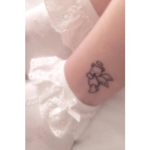 Cute Cartoon Black Temporary Tattoo Stickers for Men Women Wrist Arm Body Art Waterproof Little Angel Fake Tatoos Flash Decals