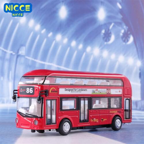 Nicce High Simulation 1:32 Alloy Pull Back Bus Model Imitation Double Sightseeing Bus Flash Toy Vehicle Free Shipping Kids Gifts
