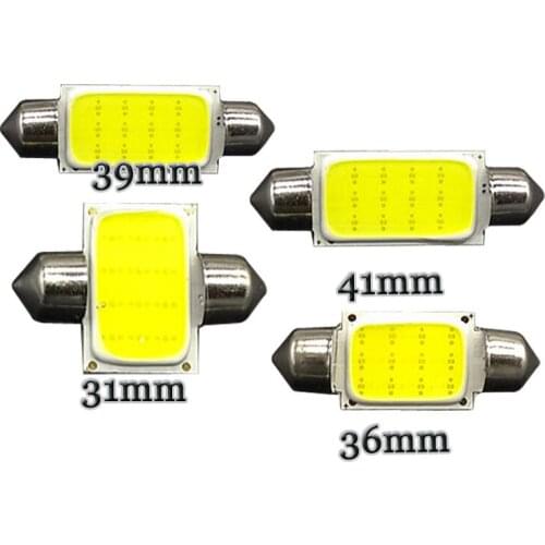 Wholesale 100pcs/lot Festoon COB Dome Lights C5W 31mm 36mm 39mm 41mm 12 Chips SMD LED Xenon White DC12V