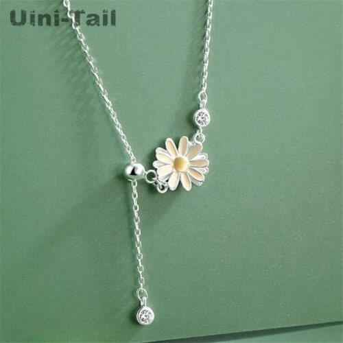 Uini Tail new design 925 sterling silver cute sweet little chrysanthemum necklace fashion trend high quality flower necklace