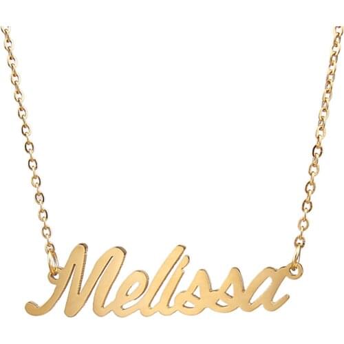 Melissa Name Necklace Personalised Stainless Steel Women Choker 18k Gold Plated Alphabet Letter Pendant Jewelry Friends Gift