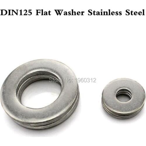 100Pcs/lot DIN125 ISO7089 M1.6 M2 M2.5 M3 M3.5 M4 M5 M6 M8 304 Stainless Steel Flat Washer Plain Washer