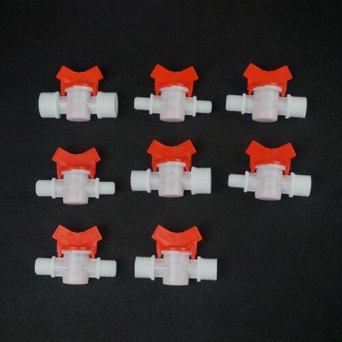 1/4" 1/2" 3/4" 1"BSP Equal Reducer Male POM Plastic Ball Valve Red Handle Switch Connectors Garden