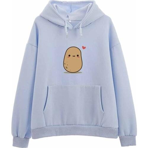 Kawaii Hoodie with Pockets Cotton Hoodie Sweatshirt Aesthetic Pullover Tops for Ladies Cute Sweatshirts for Girls Autumn Fashion