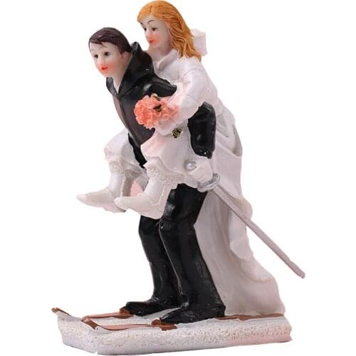 Wedding cake doll toy Resin Crafts Decoration Cake Decoration wedding Valentines Day gift Skiing bride groom