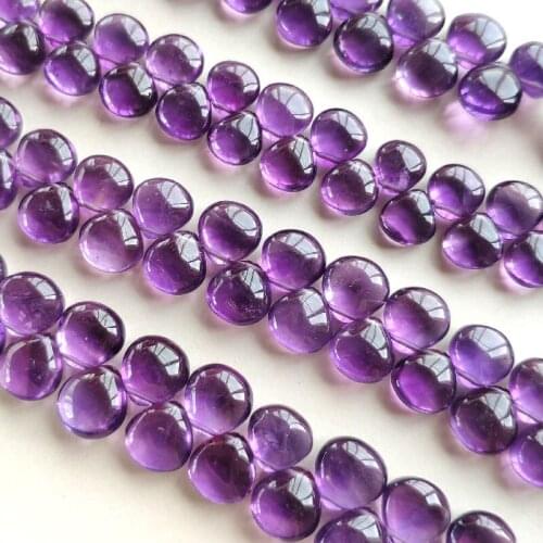 LOOSE BEADS Amethyst heart smooth 6-8mm wholesale 15cm for DIY jewelry necklace