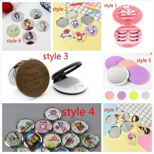 TY375 17styles Make Up Mirrors Women Female Portable Chocolate Mirror Multicolor Mini Pocket Mirrors Makeup Mirror Color Random
