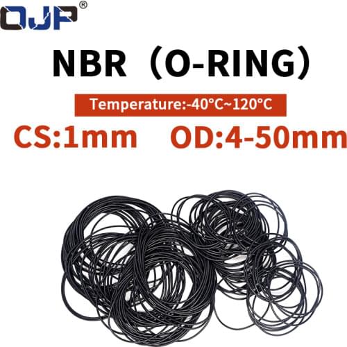 NBR O Ring Seal Gasket Thickness CS1mm OD4-50mm Oil and Wear Resistant Automobile Petrol Nitrile Rubber O-Ring Waterproof Black