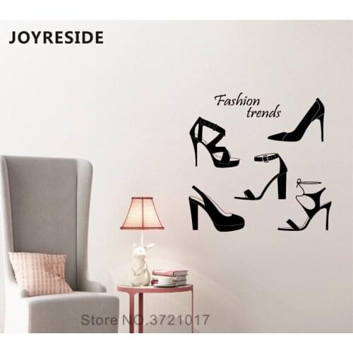 JOYRESIDE High Heels Dressing Wall Decal Salon Girls Wall Sticker Beauty Vinyl Decor Home Livingroom Decor Interior Design A1185