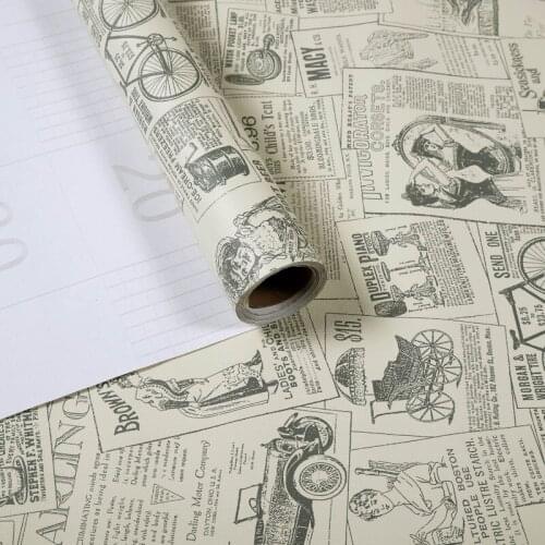 Wallpaper Vintage PVC self adaptive home renovation wall sticker cabinet table living room bedroom wallpaper Retro