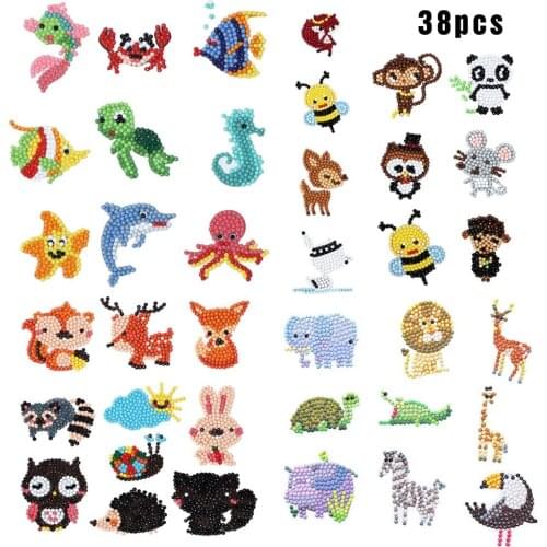 High Quality 38 PCS/lot 5D Animal Diamond Painting Stickers Kits Diamond Art Mosaic Painting Stickers Kits