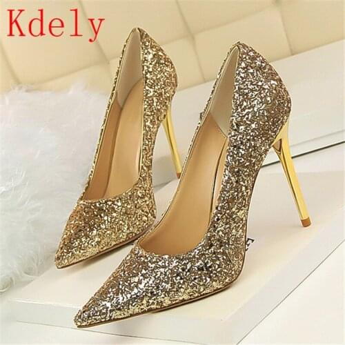 2020 NEW Women Pumps Bling High Heels Women Shoes Fashion Wedding Shoes Pointed Toe Sexy High Heels Plus Size 43