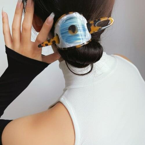 AMORCOME Vintage Black Leopard Hair Sticks for Women Acetate Acrylic Eye Hairpins Female Hairclips Korean Hair Accessories