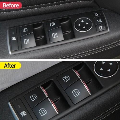 1 Set Door Lift Button Stickers For Mercedes Benz A B CLA GLA Class W176 W246 ABS Chorme Car Door Lift Button Sticker