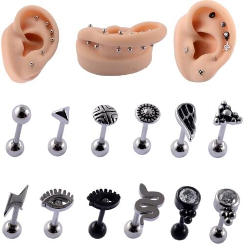 1PC Stainless Steel Ear Tragus Cartilage Piercing Zircon Eye Earring Conch Ear Lobe Stud Helix Cartilage Piercing Body Jewelry