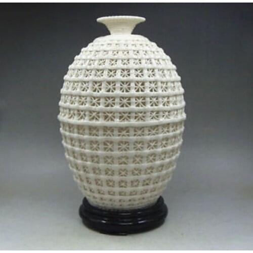 10.44 inch /China decorative handmade porcelain carving hollow out a large vase