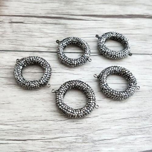 10Pcs Black Crystal Rhinestone Zircon Paved Connector,Spacer Beads DIY Making Bracelet necklace Jewelry BD401