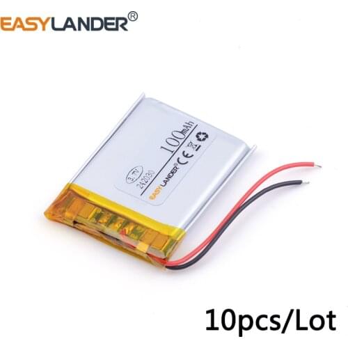 10pcs/Lot 3.7v lithium Li ion polymer rechargeable battery 242030 100mAh Bluetooth mini speaker small toys spreadsheet