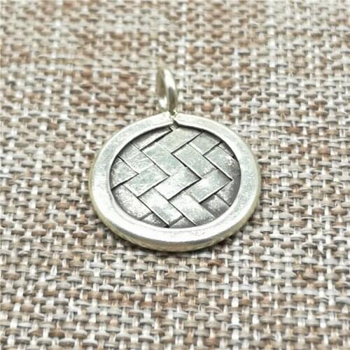 Karen Hill Tribe Silver Woven Weave Disc Coin Charms 2-sided