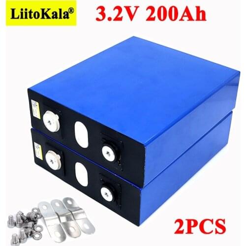 2pcs Liitokala 3.2V 200Ah LiFePO4 lithium battery 3.2v 3C Lithium iron phosphate battery for 12V 24V battery inverter vehicle RV